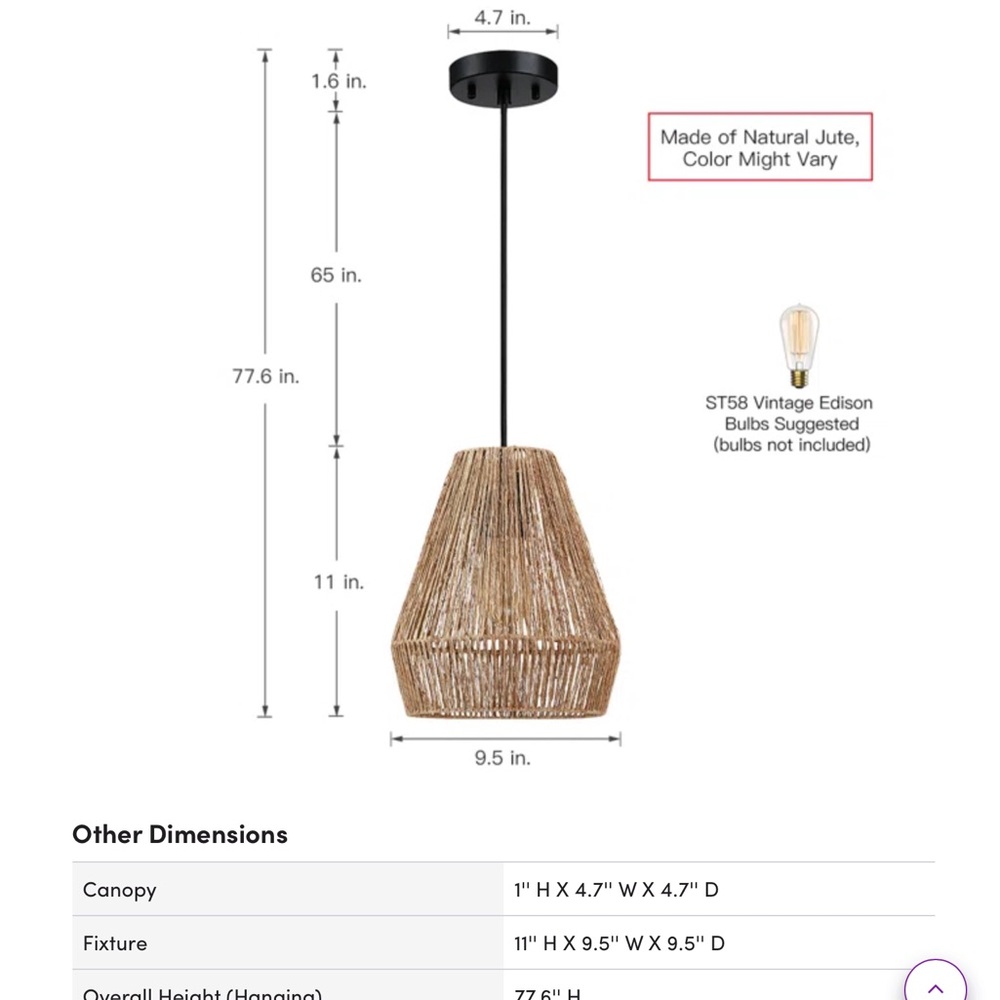 Natural Jute Pendant Light